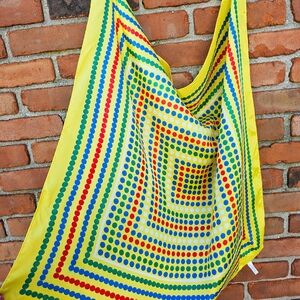 VTG Yellow Made in Italy Water-Repellent Scarf | Bold Geometric Dots | 27” x 27”